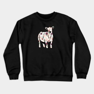 Watercolor Floral Cow Silhouette  - NOT FOR RESALE WITHOUT PERMISSION Crewneck Sweatshirt